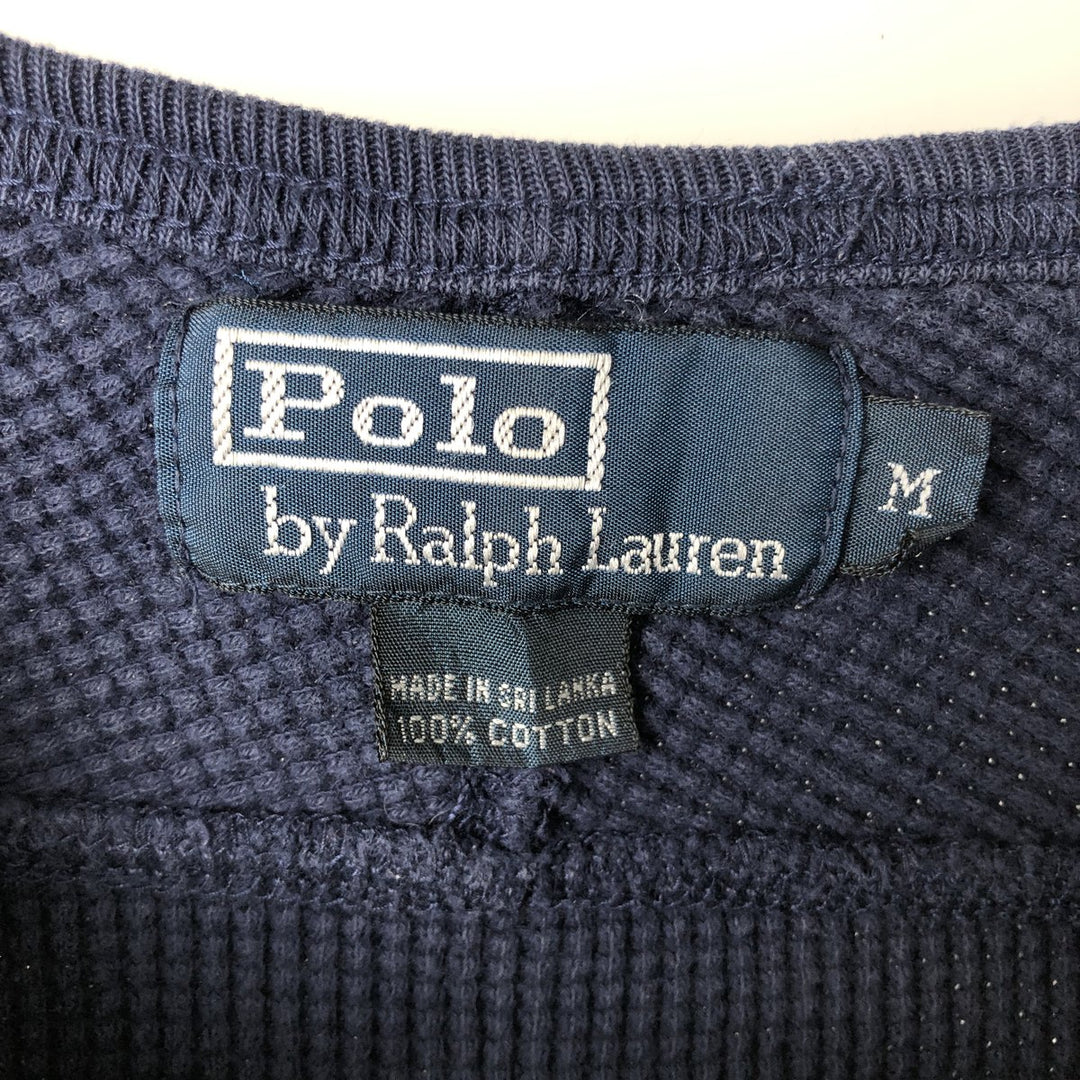 Ralph Lauren POLO by Ralph Lauren Thermal T-Shirt, Waffle, Men's Size M cotton navy blue type Vintage Second Hand