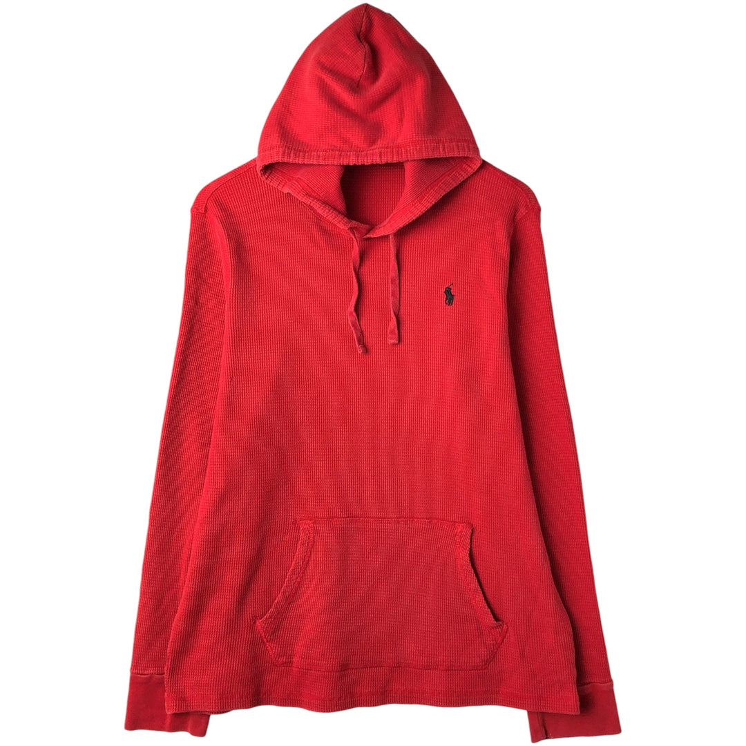 Ralph Lauren POLO RALPH LAUREN hooded thermal long T-shirt, men's size XL cotton red type Vintage Second Hand