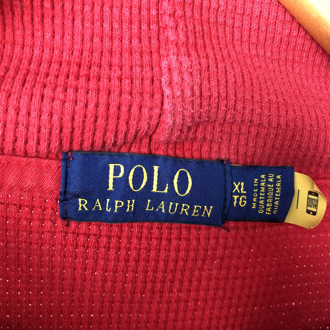 Ralph Lauren POLO RALPH LAUREN hooded thermal long T-shirt, men's size XL cotton red type Vintage Second Hand