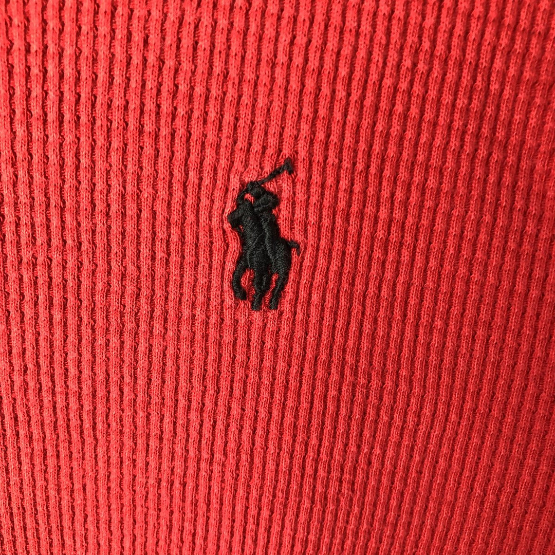 Ralph Lauren POLO RALPH LAUREN hooded thermal long T-shirt, men's size XL cotton red type Vintage Second Hand