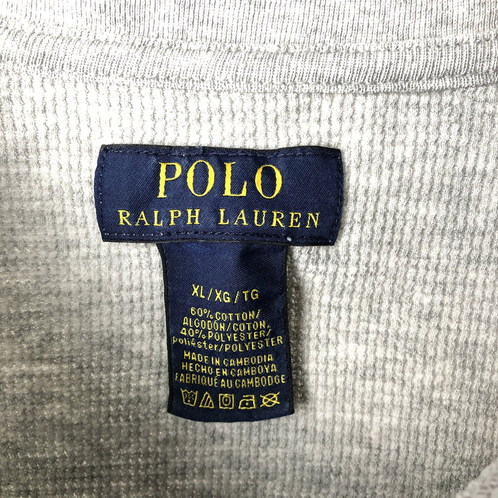 Ralph Lauren POLO RALPH LAUREN Thermal Long T-shirt, Honeycomb, Men's XL cotton gray type Vintage Second Hand