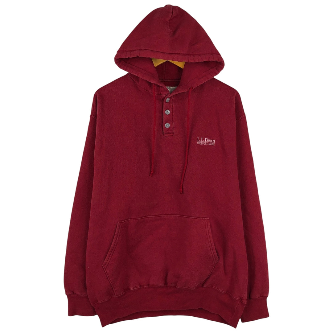 Vintage LLBean Russell Half-Button Hoodie from the 1980s-1990s, Made in USA, Men's XL cotton red type Vintage Second Hand