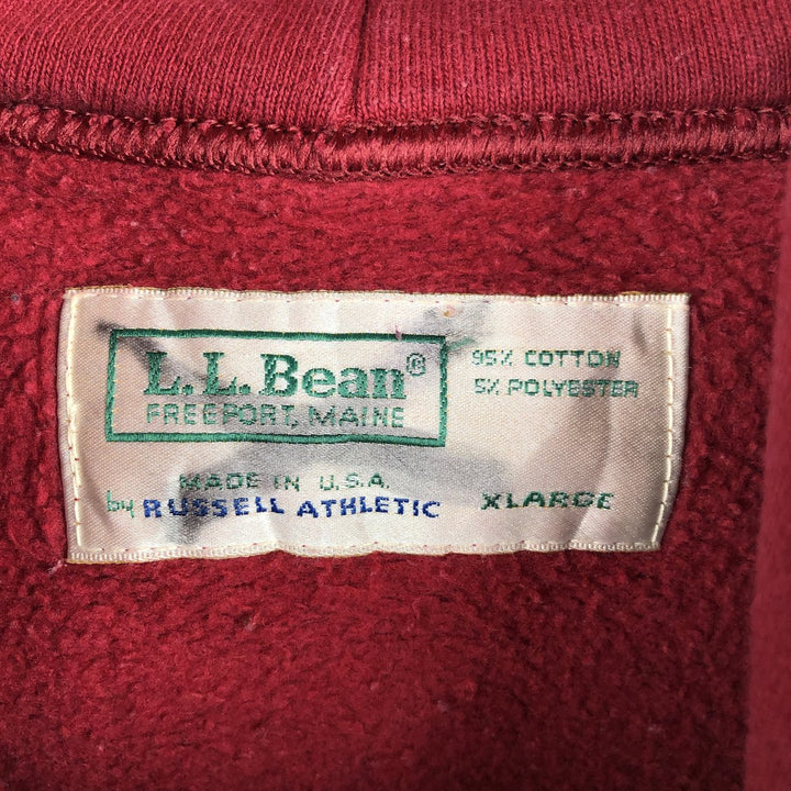 Vintage LLBean Russell Half-Button Hoodie from the 1980s-1990s, Made in USA, Men's XL cotton red type Vintage Second Hand