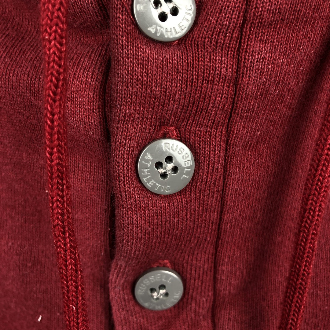 Vintage LLBean Russell Half-Button Hoodie from the 1980s-1990s, Made in USA, Men's XL cotton red type Vintage Second Hand