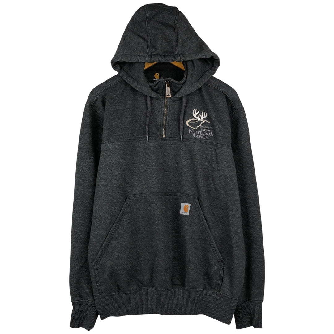 Carhartt ORIGINAL FIT sweatshirt pullover hoodie, men's size L cotton gray type Vintage Second Hand