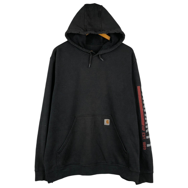 Carhartt ORIGINAL FIT sweatshirt pullover hoodie, men's size L cotton black type Vintage Second Hand