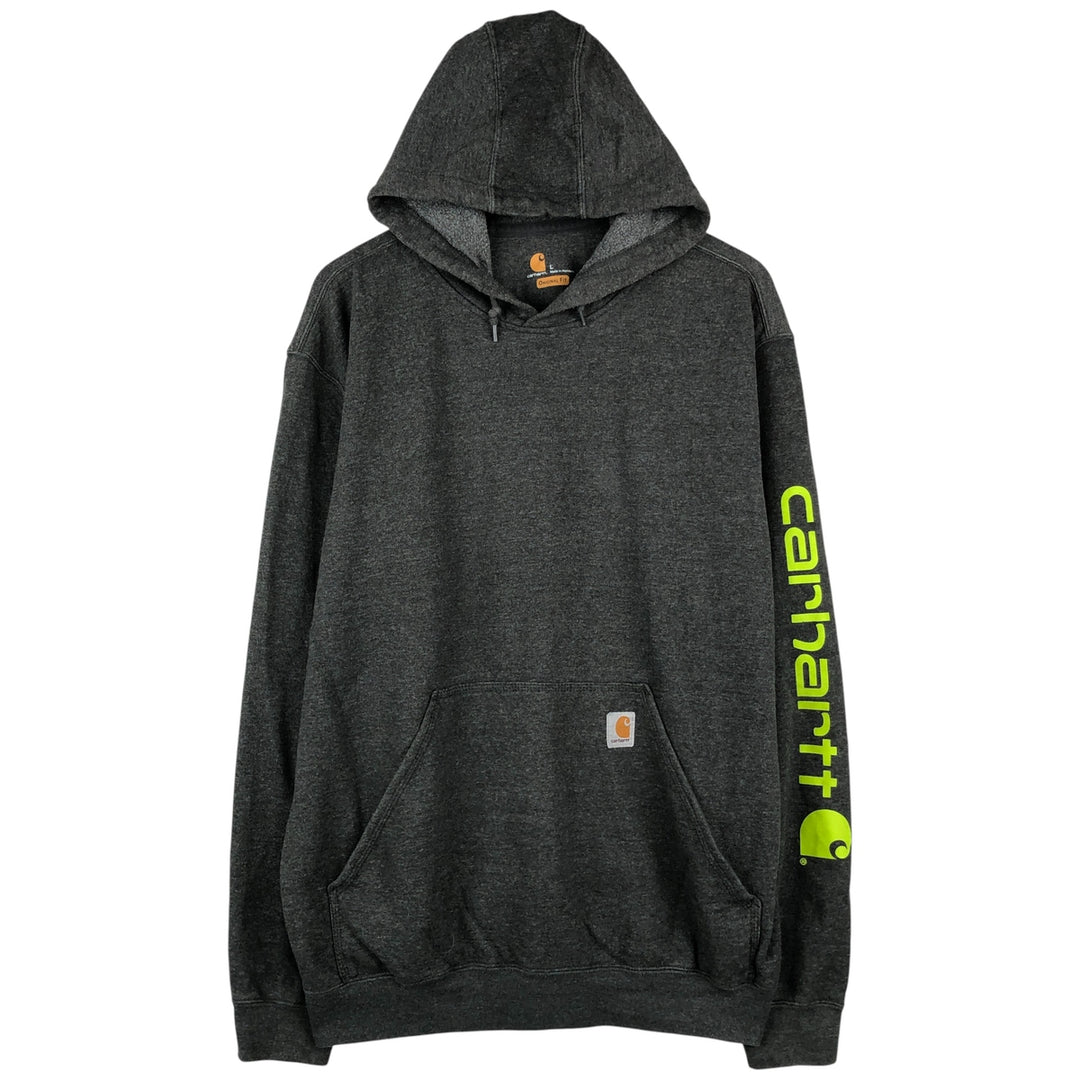 Carhartt ORIGINAL FIT sweatshirt pullover hoodie, men's size L cotton gray type Vintage Second Hand
