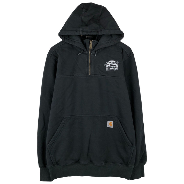 Carhartt Loose Fit Half-Zip Hoodie, Men's Size Medium cotton black type Vintage Second Hand