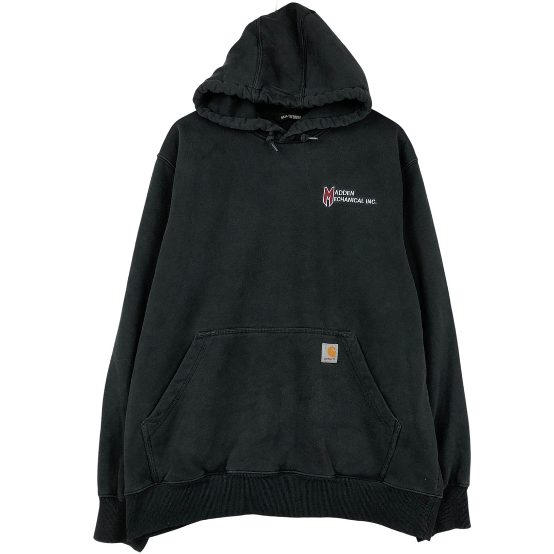 Carhartt Loose Fit Madden Mechanical Inc. Advertising Sweatshirt Pullover Hoodie, Men's Size L cotton black type Vintage Second Hand