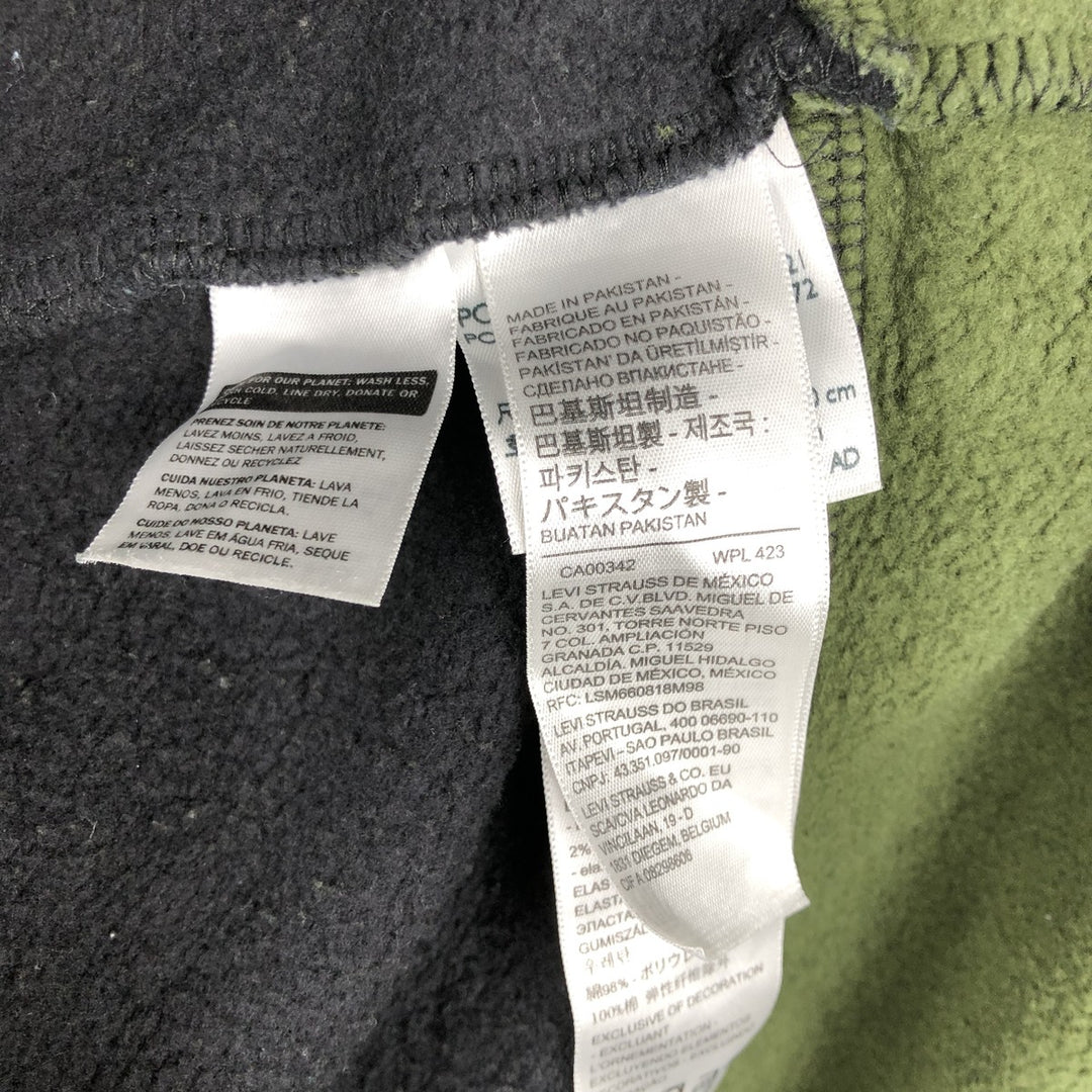 Levi's Relaxed Striped Pattern Half-Button Hoodie, Men's Size L cotton Green type dark green Vintage Second Hand