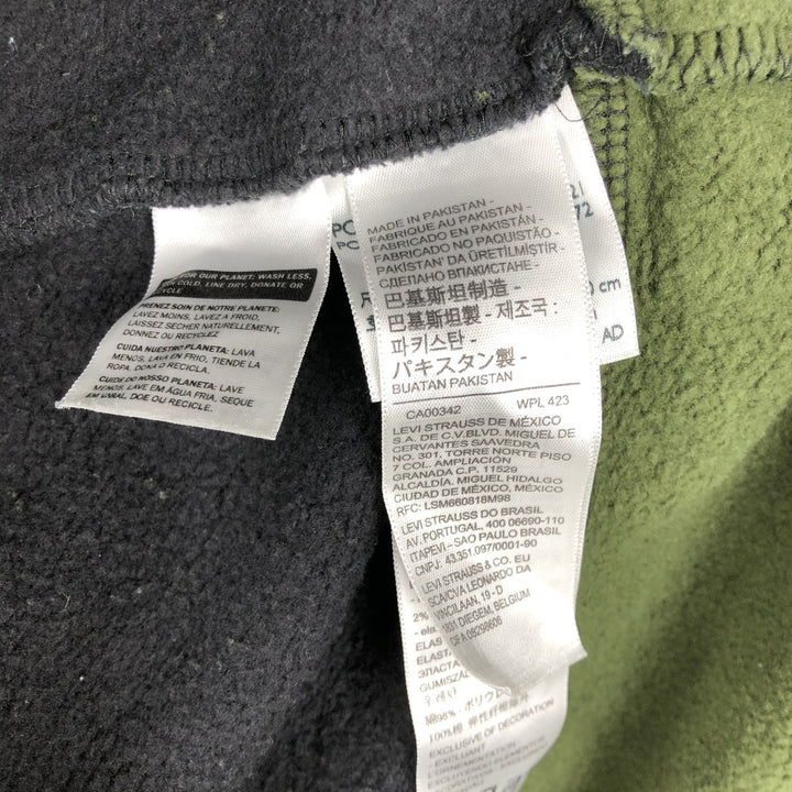 Levi's Relaxed Striped Pattern Half-Button Hoodie, Men's Size L cotton Green type dark green Vintage Second Hand