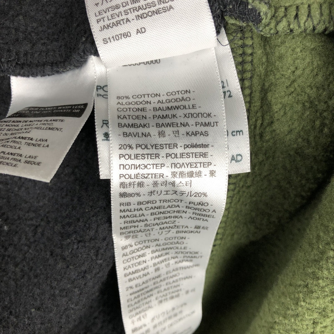Levi's Relaxed Striped Pattern Half-Button Hoodie, Men's Size L cotton Green type dark green Vintage Second Hand