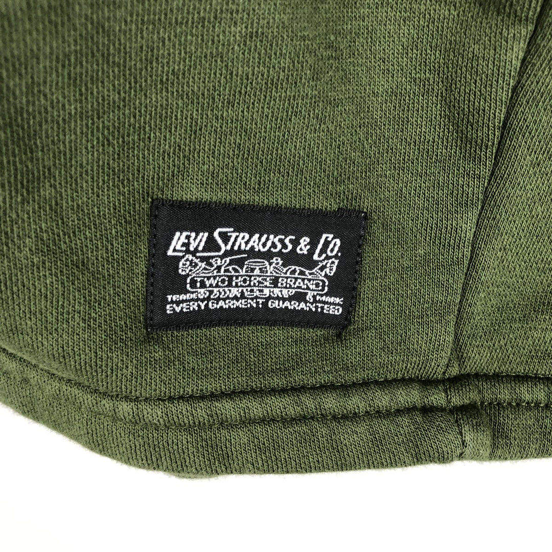 Levi's Relaxed Striped Pattern Half-Button Hoodie, Men's Size L cotton Green type dark green Vintage Second Hand