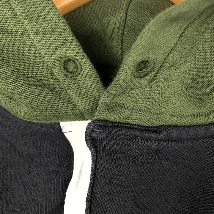 Levi's Relaxed Striped Pattern Half-Button Hoodie, Men's Size L cotton Green type dark green Vintage Second Hand