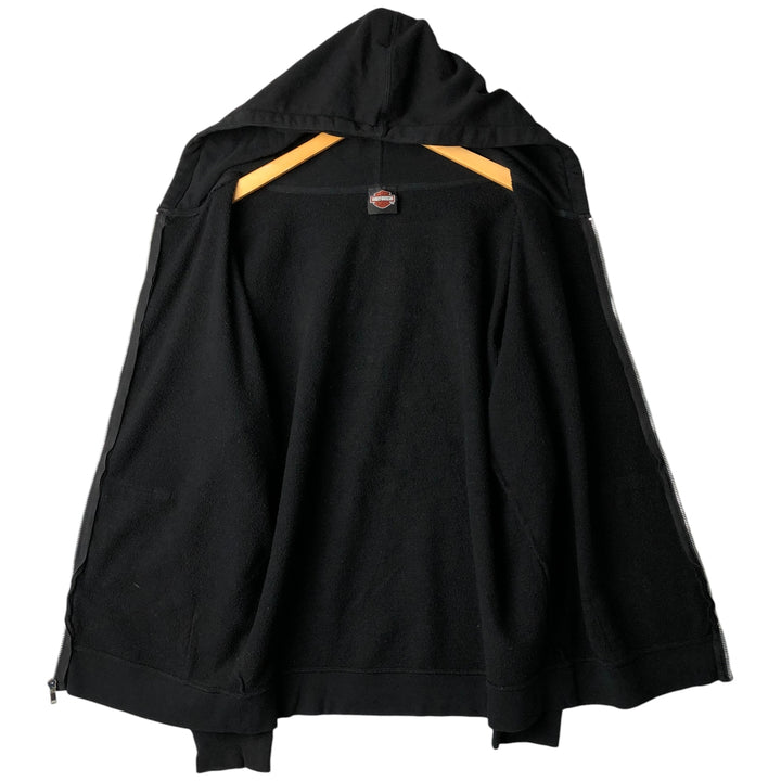 Harley-Davidson Skull Pattern Full-Zip Hoodie, Men's Size L cotton black type Vintage Second Hand