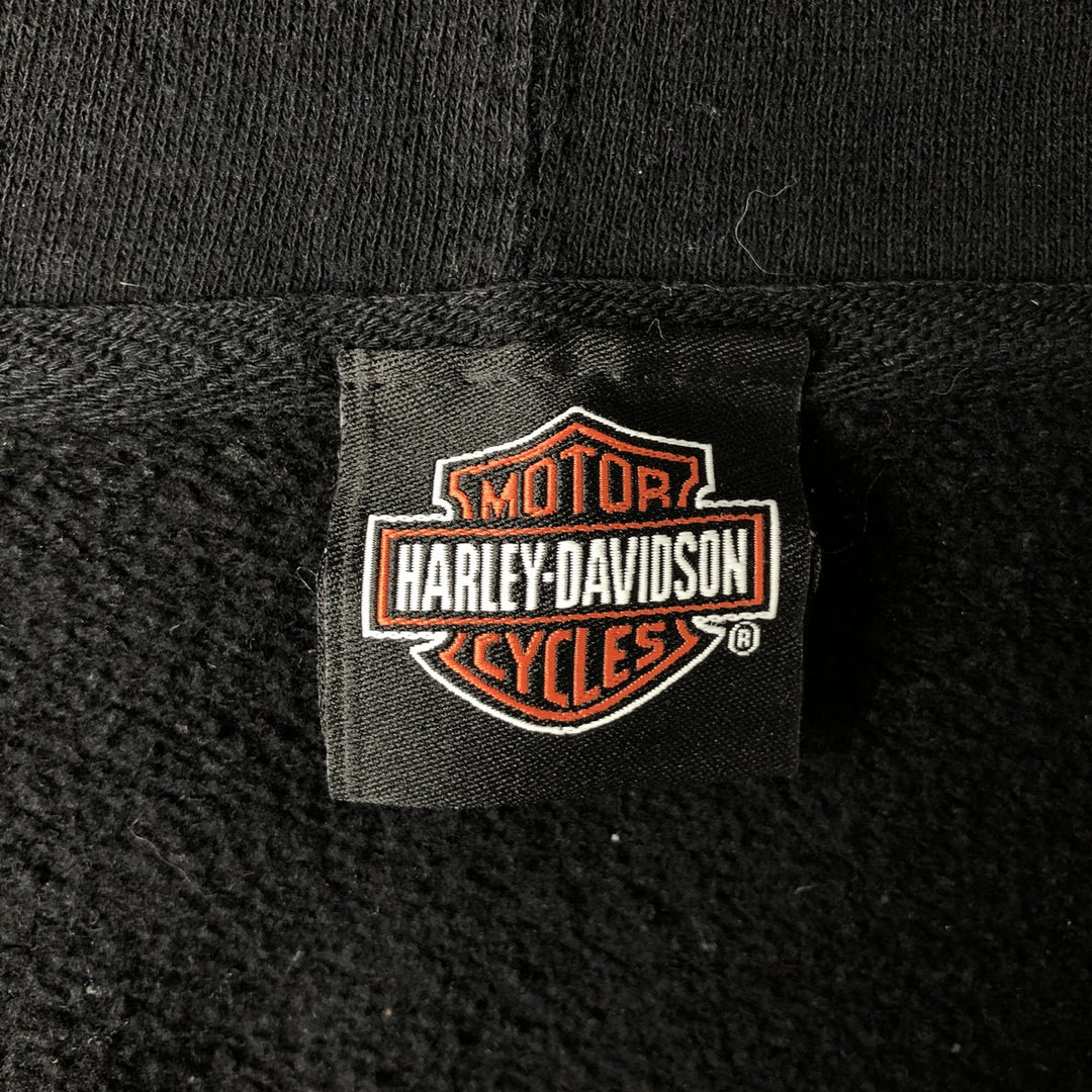 Harley-Davidson Skull Pattern Full-Zip Hoodie, Men's Size L cotton black type Vintage Second Hand