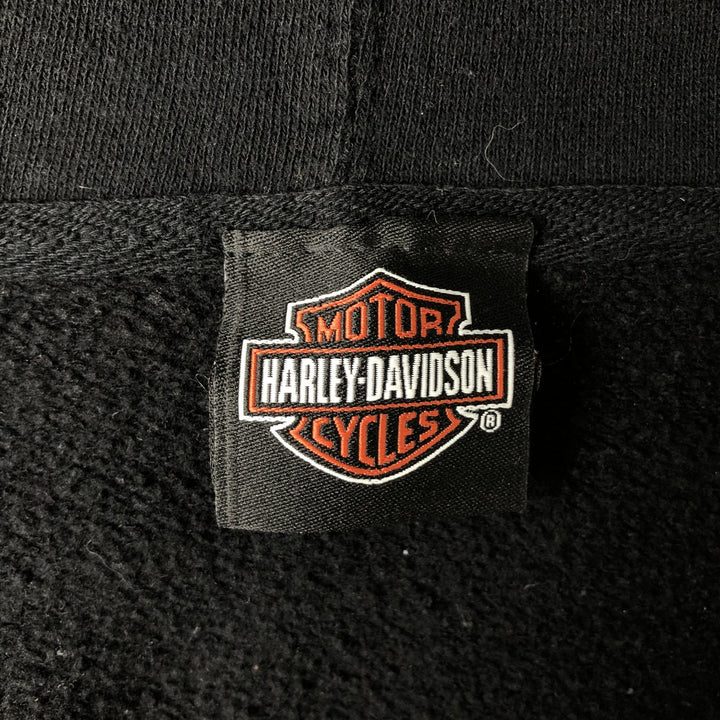 Harley-Davidson Skull Pattern Full-Zip Hoodie, Men's Size L cotton black type Vintage Second Hand