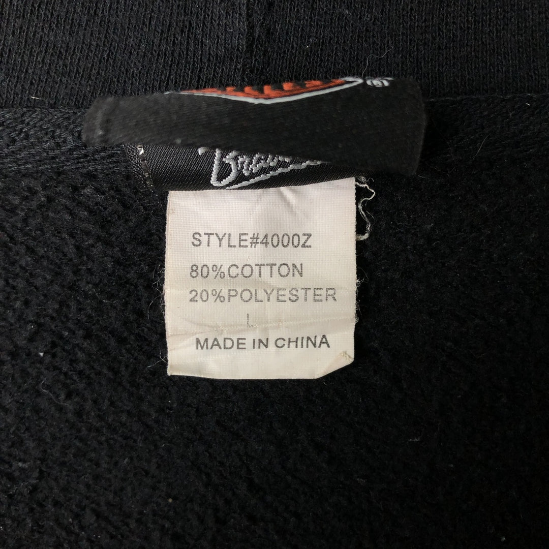 Harley-Davidson Skull Pattern Full-Zip Hoodie, Men's Size L cotton black type Vintage Second Hand