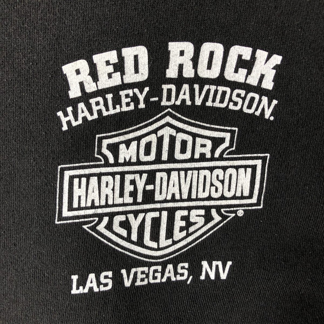 Harley-Davidson Skull Pattern Full-Zip Hoodie, Men's Size L cotton black type Vintage Second Hand