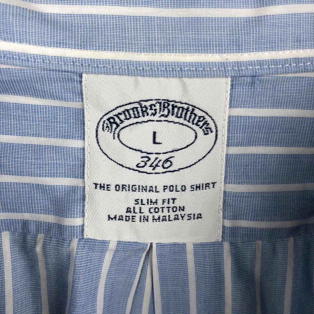 Brooks Brothers 346 Slim Fit Long Sleeve Button-Down Striped Shirt, Men's Size L cotton Blue type light blue Vintage Second Hand