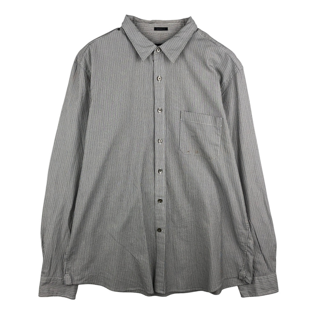 DKNY REFINED FIT Long Sleeve Cotton Striped Shirt, Men's XL cotton white type Vintage Second Hand