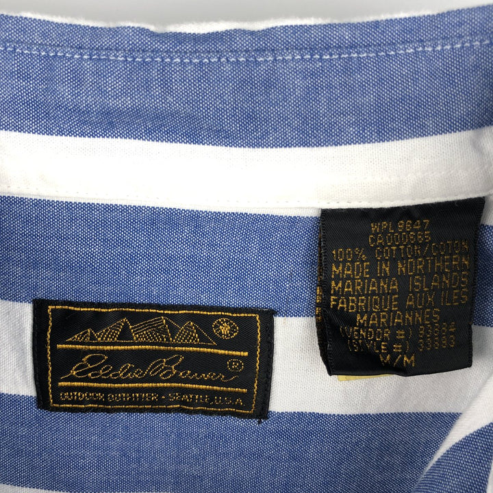 Vintage 1990'S Eddie Bauer long-sleeved button-down striped shirt with black tag, size M, men's cotton white type Vintage Second Hand
