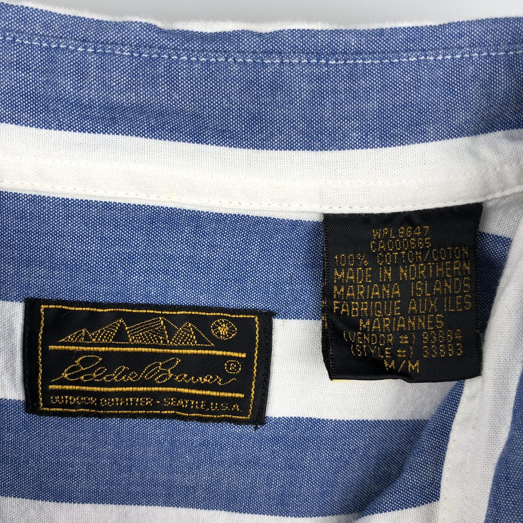 Vintage 1990'S Eddie Bauer long-sleeved button-down striped shirt with black tag, size M, men's cotton white type Vintage Second Hand