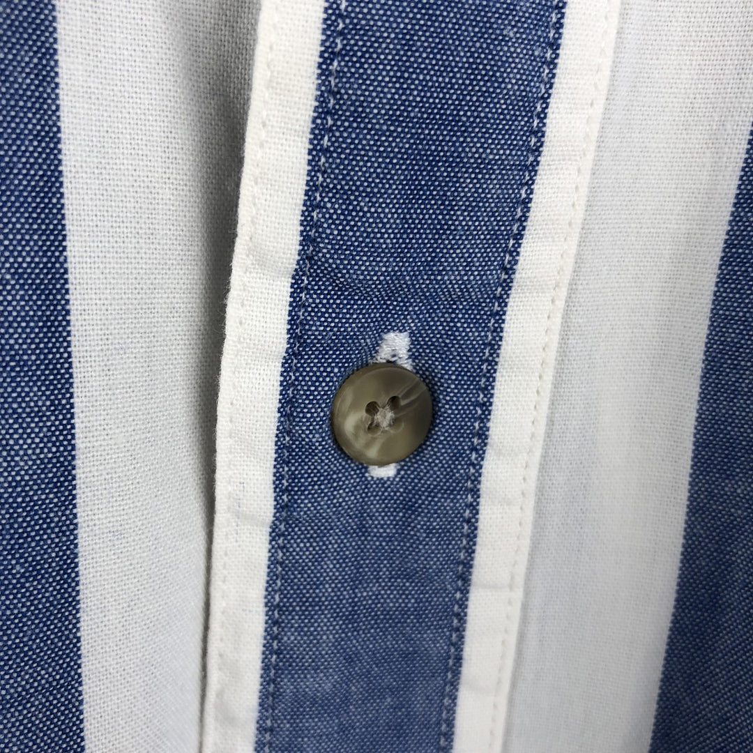 Vintage 1990'S Eddie Bauer long-sleeved button-down striped shirt with black tag, size M, men's cotton white type Vintage Second Hand
