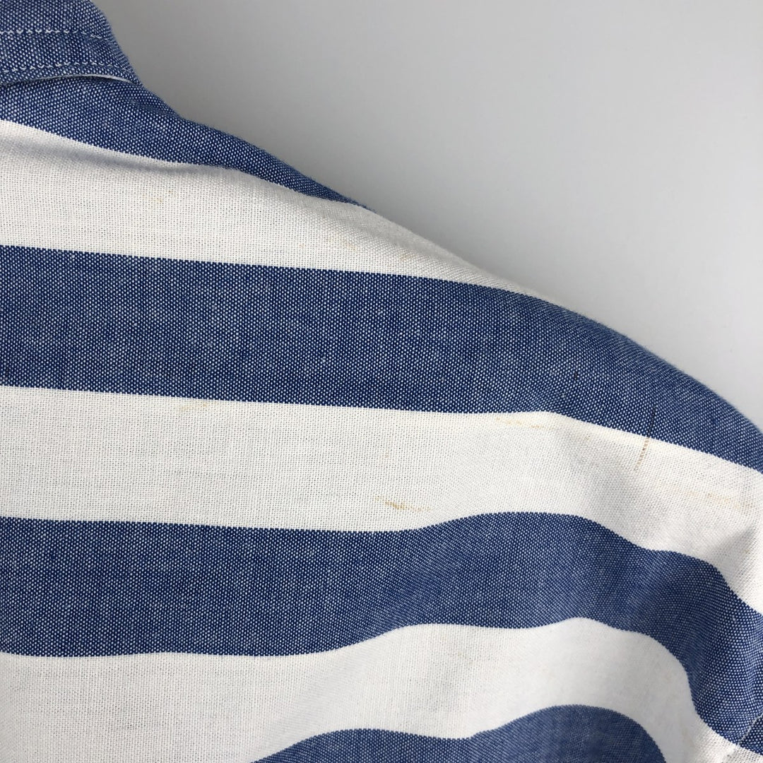 Vintage 1990'S Eddie Bauer long-sleeved button-down striped shirt with black tag, size M, men's cotton white type Vintage Second Hand