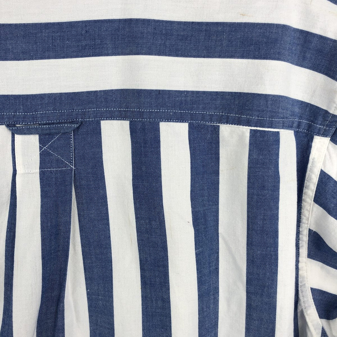 Vintage 1990'S Eddie Bauer long-sleeved button-down striped shirt with black tag, size M, men's cotton white type Vintage Second Hand