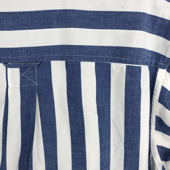Vintage 1990'S Eddie Bauer long-sleeved button-down striped shirt with black tag, size M, men's cotton white type Vintage Second Hand