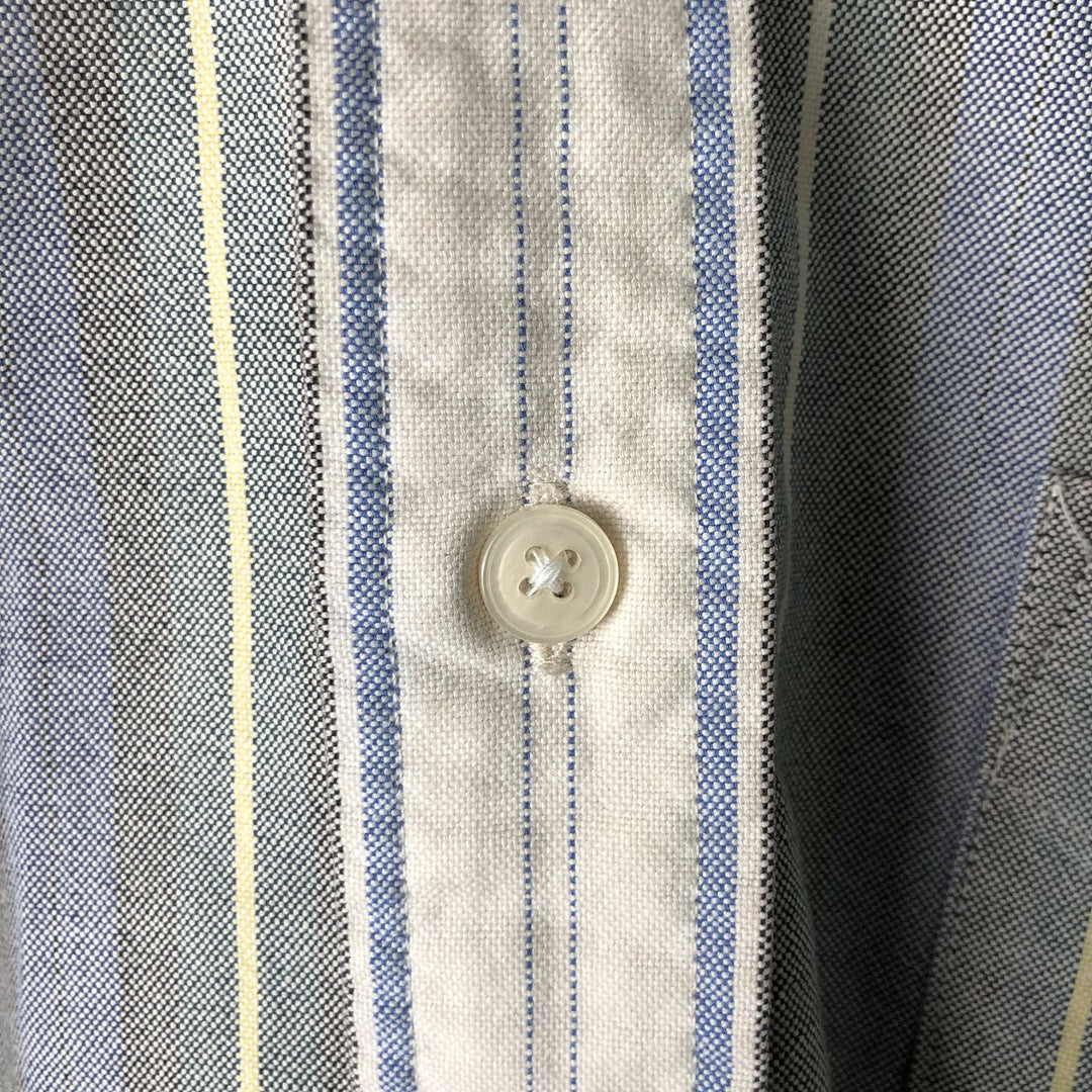 Vintage 80s-90'S LLBean Multi-Stripe Long Sleeve Button-Down Striped Shirt, Men's Size Medium cotton ivory Vintage Second Hand
