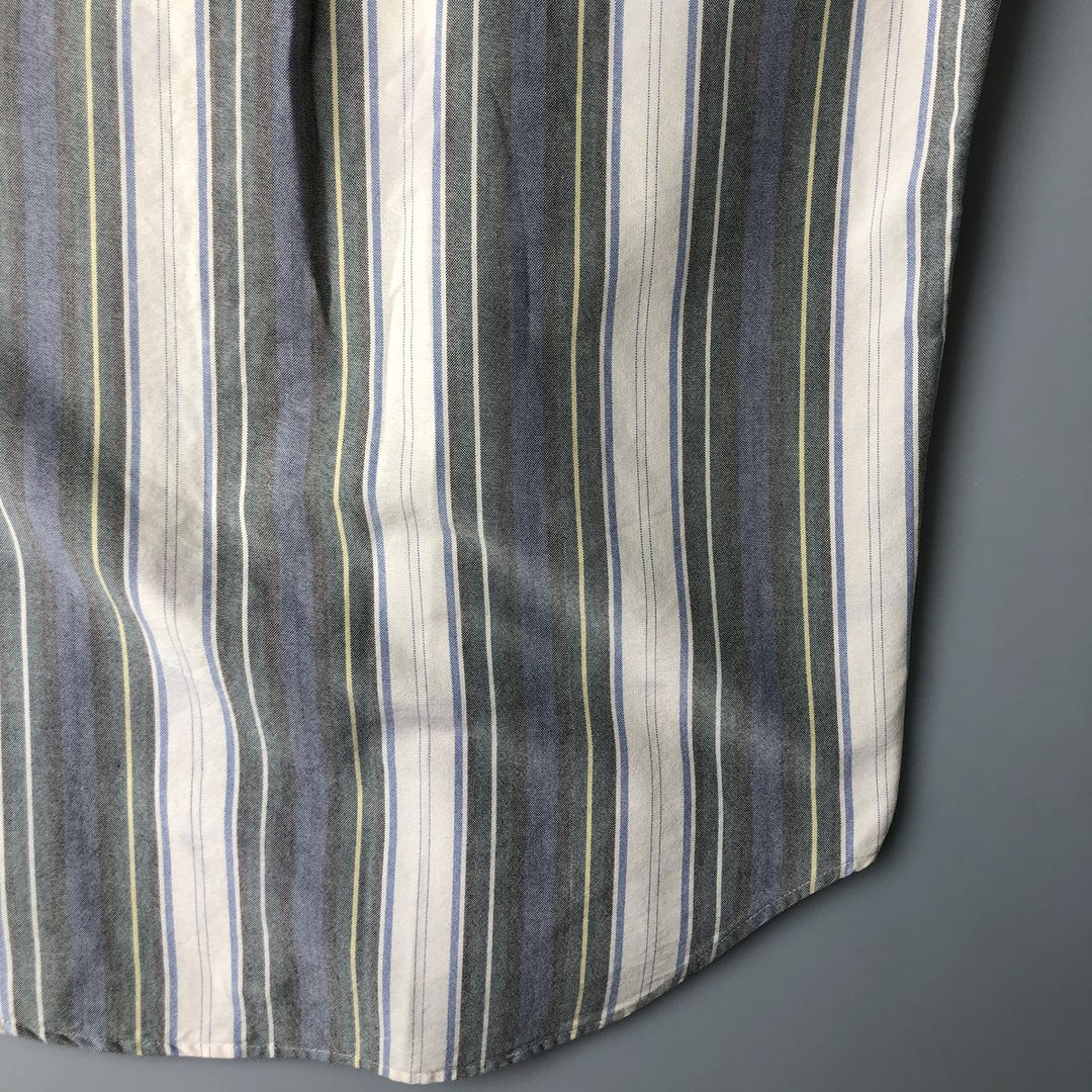Vintage 80s-90'S LLBean Multi-Stripe Long Sleeve Button-Down Striped Shirt, Men's Size Medium cotton ivory Vintage Second Hand
