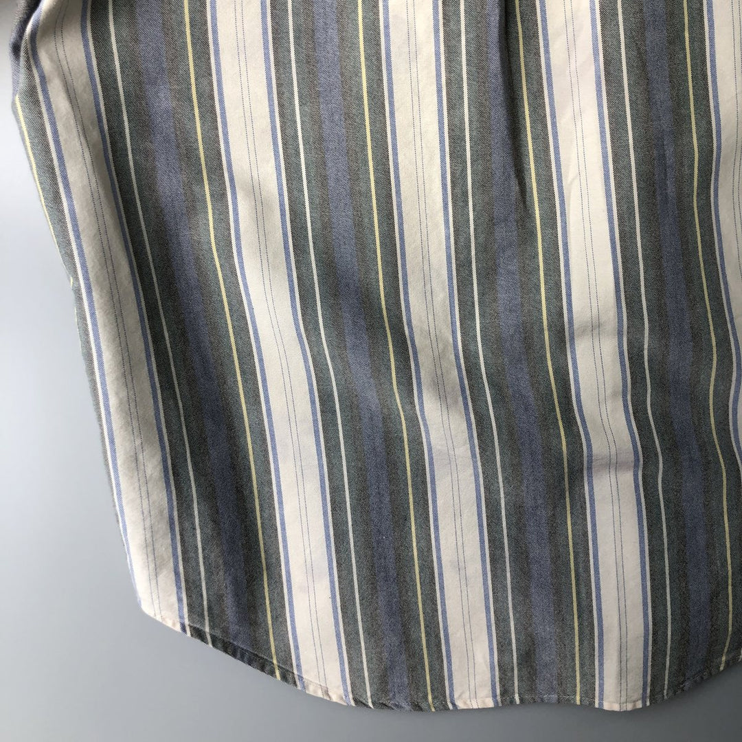 Vintage 80s-90'S LLBean Multi-Stripe Long Sleeve Button-Down Striped Shirt, Men's Size Medium cotton ivory Vintage Second Hand