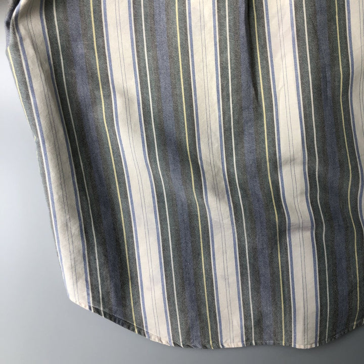 Vintage 80s-90'S LLBean Multi-Stripe Long Sleeve Button-Down Striped Shirt, Men's Size Medium cotton ivory Vintage Second Hand