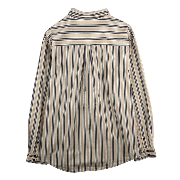 2000'S Timberland Multi-Stripe Long Sleeve Striped Shirt, Men's XXL cotton Beige type Vintage Second Hand