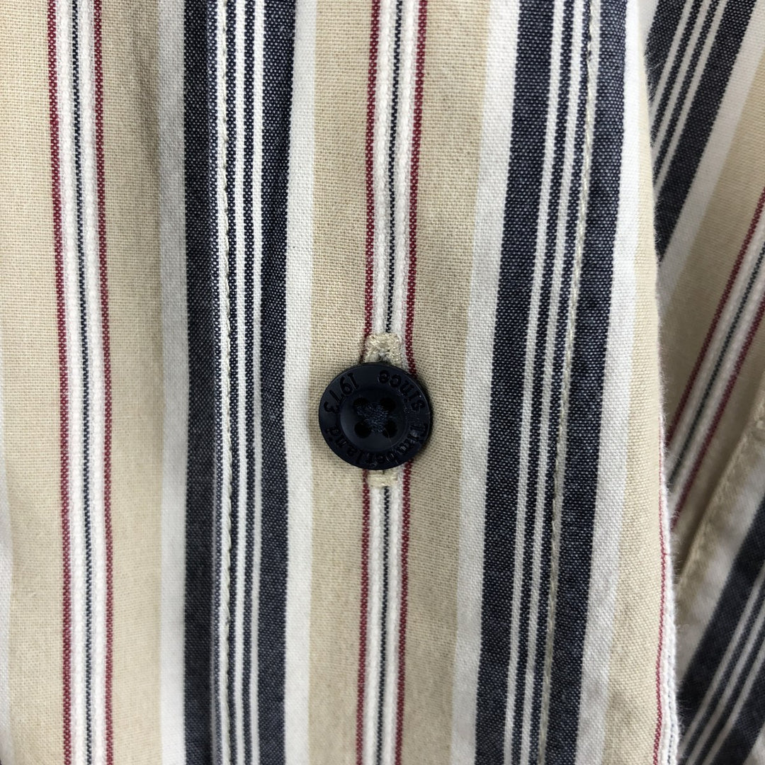 2000'S Timberland Multi-Stripe Long Sleeve Striped Shirt, Men's XXL cotton Beige type Vintage Second Hand