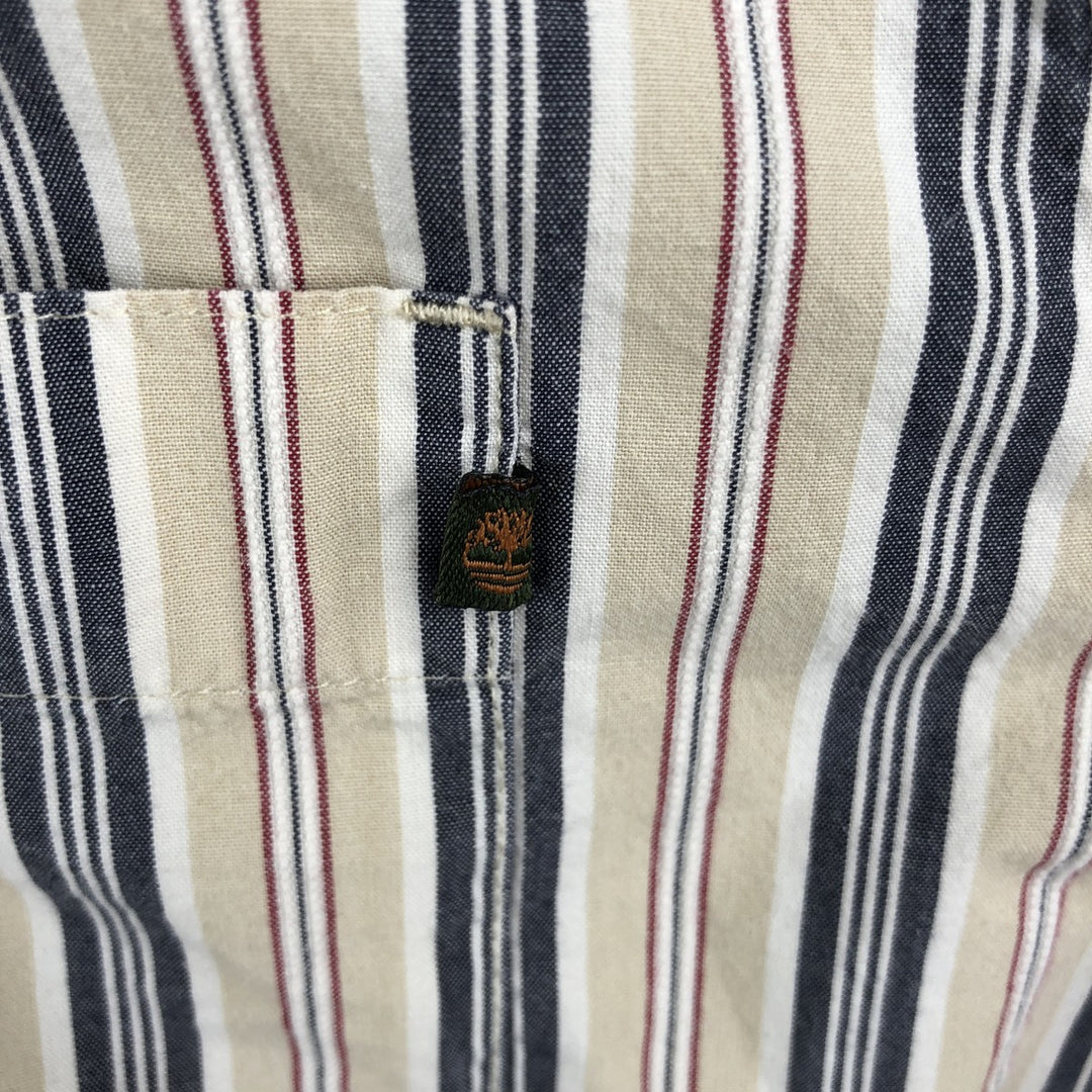 2000'S Timberland Multi-Stripe Long Sleeve Striped Shirt, Men's XXL cotton Beige type Vintage Second Hand