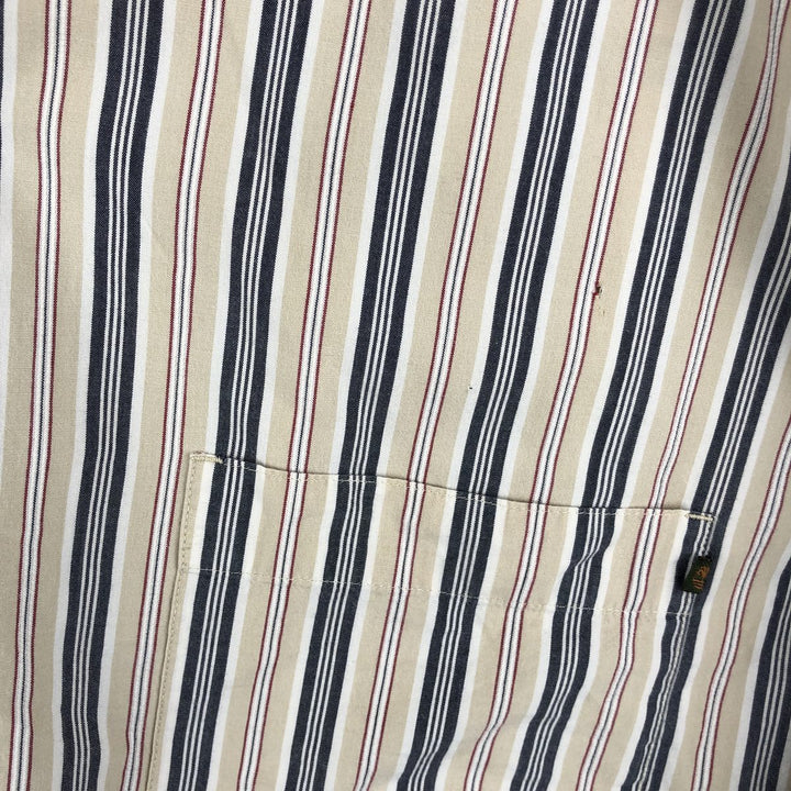 2000'S Timberland Multi-Stripe Long Sleeve Striped Shirt, Men's XXL cotton Beige type Vintage Second Hand