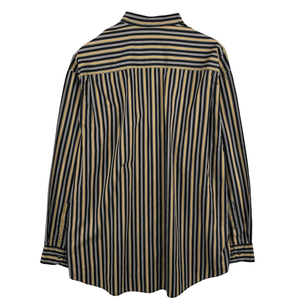 90'S GAP Vintage Stand Collar Long Sleeve Cotton Striped Shirt, Men's XL cotton black type Vintage Second Hand