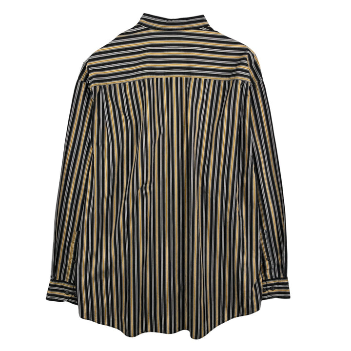 90'S GAP Vintage Stand Collar Long Sleeve Cotton Striped Shirt, Men's XL cotton black type Vintage Second Hand
