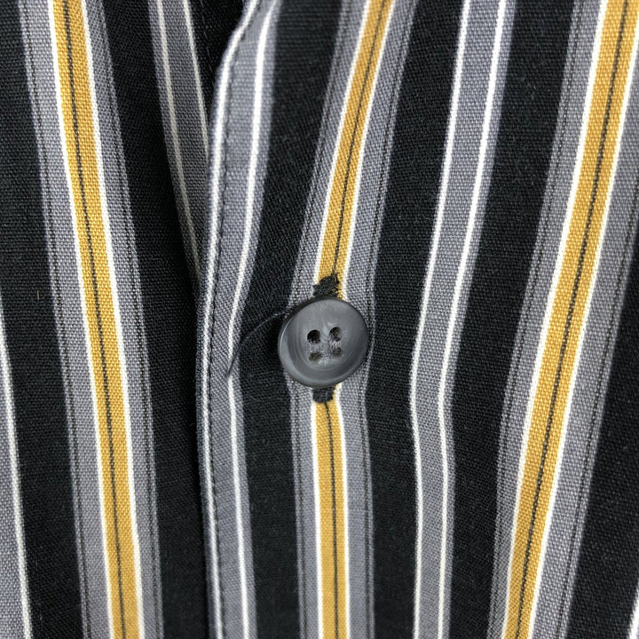 90'S GAP Vintage Stand Collar Long Sleeve Cotton Striped Shirt, Men's XL cotton black type Vintage Second Hand
