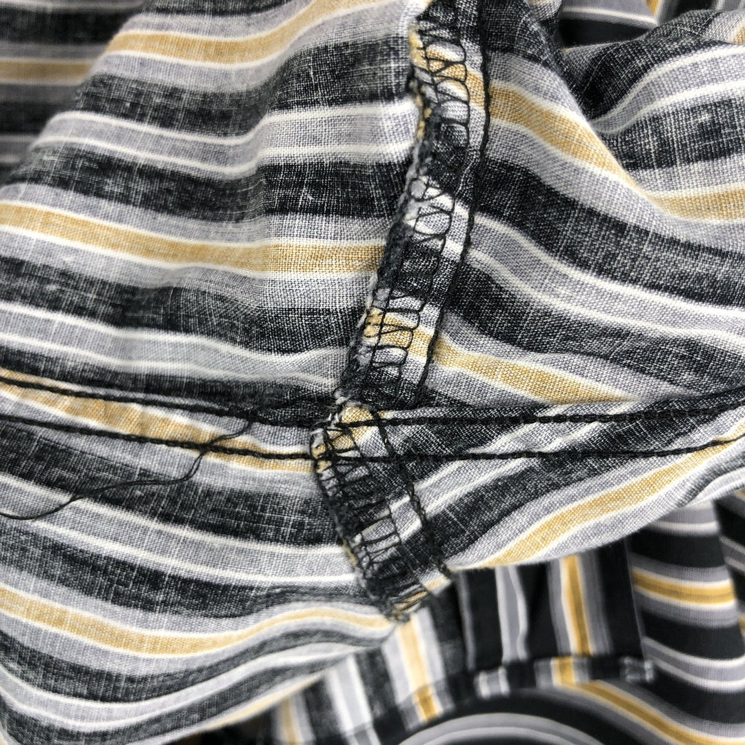 90'S GAP Vintage Stand Collar Long Sleeve Cotton Striped Shirt, Men's XL cotton black type Vintage Second Hand
