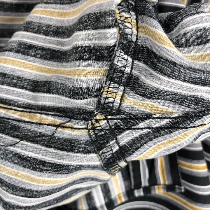 90'S GAP Vintage Stand Collar Long Sleeve Cotton Striped Shirt, Men's XL cotton black type Vintage Second Hand