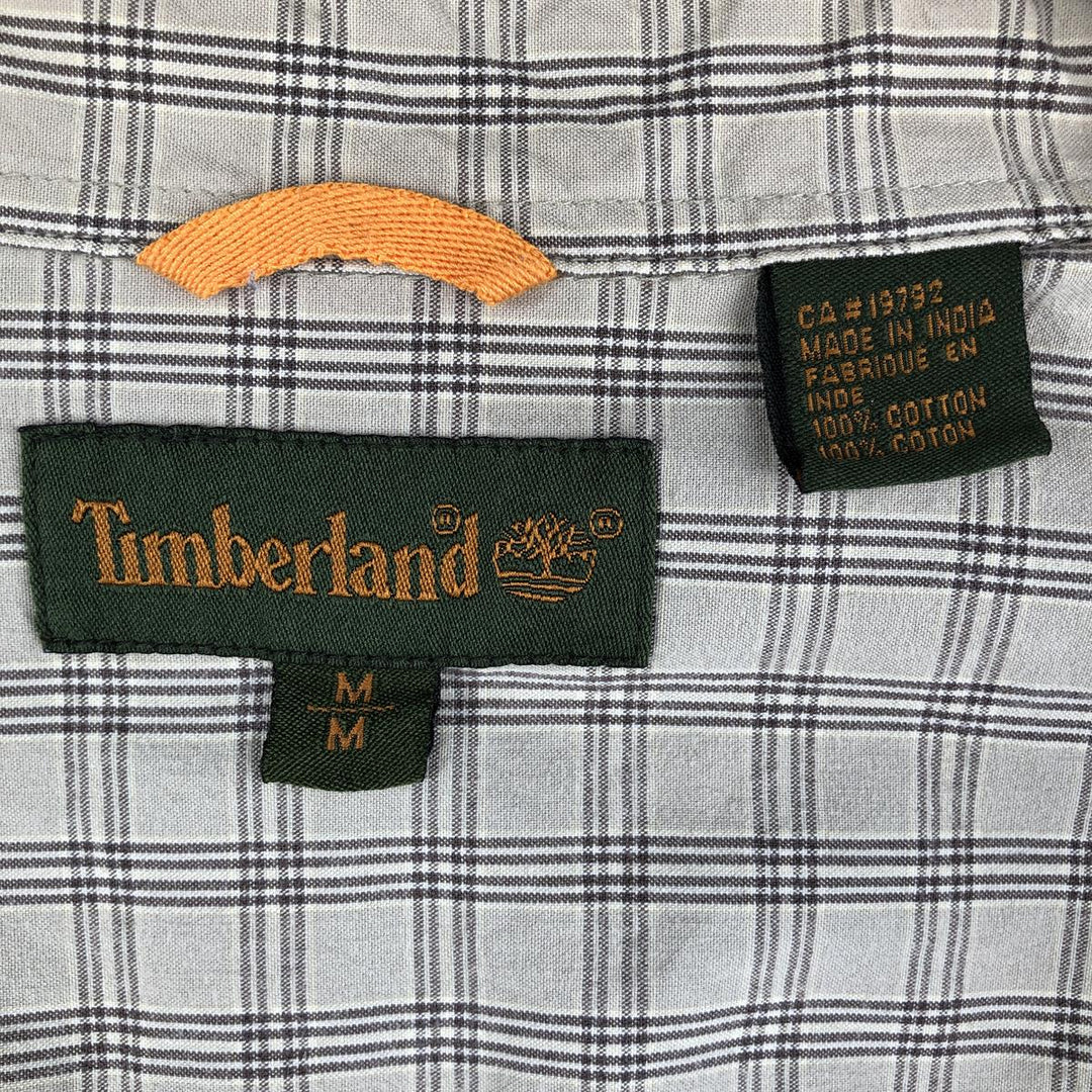 Vintage 90s-00'S Timberland long-sleeved button-down check shirt, men's size M cotton Beige type Vintage Second Hand