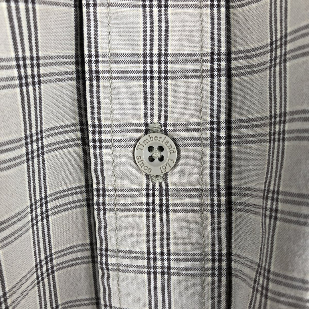 Vintage 90s-00'S Timberland long-sleeved button-down check shirt, men's size M cotton Beige type Vintage Second Hand