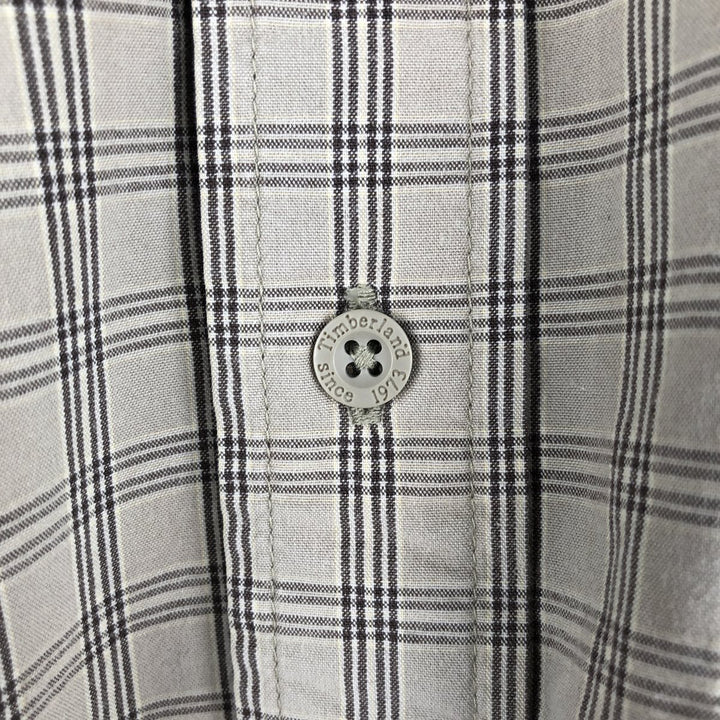 Vintage 90s-00'S Timberland long-sleeved button-down check shirt, men's size M cotton Beige type Vintage Second Hand