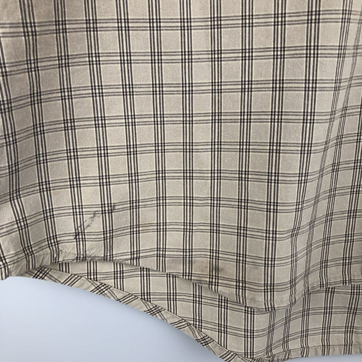 Vintage 90s-00'S Timberland long-sleeved button-down check shirt, men's size M cotton Beige type Vintage Second Hand