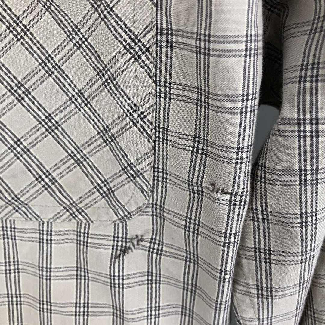 Vintage 90s-00'S Timberland long-sleeved button-down check shirt, men's size M cotton Beige type Vintage Second Hand