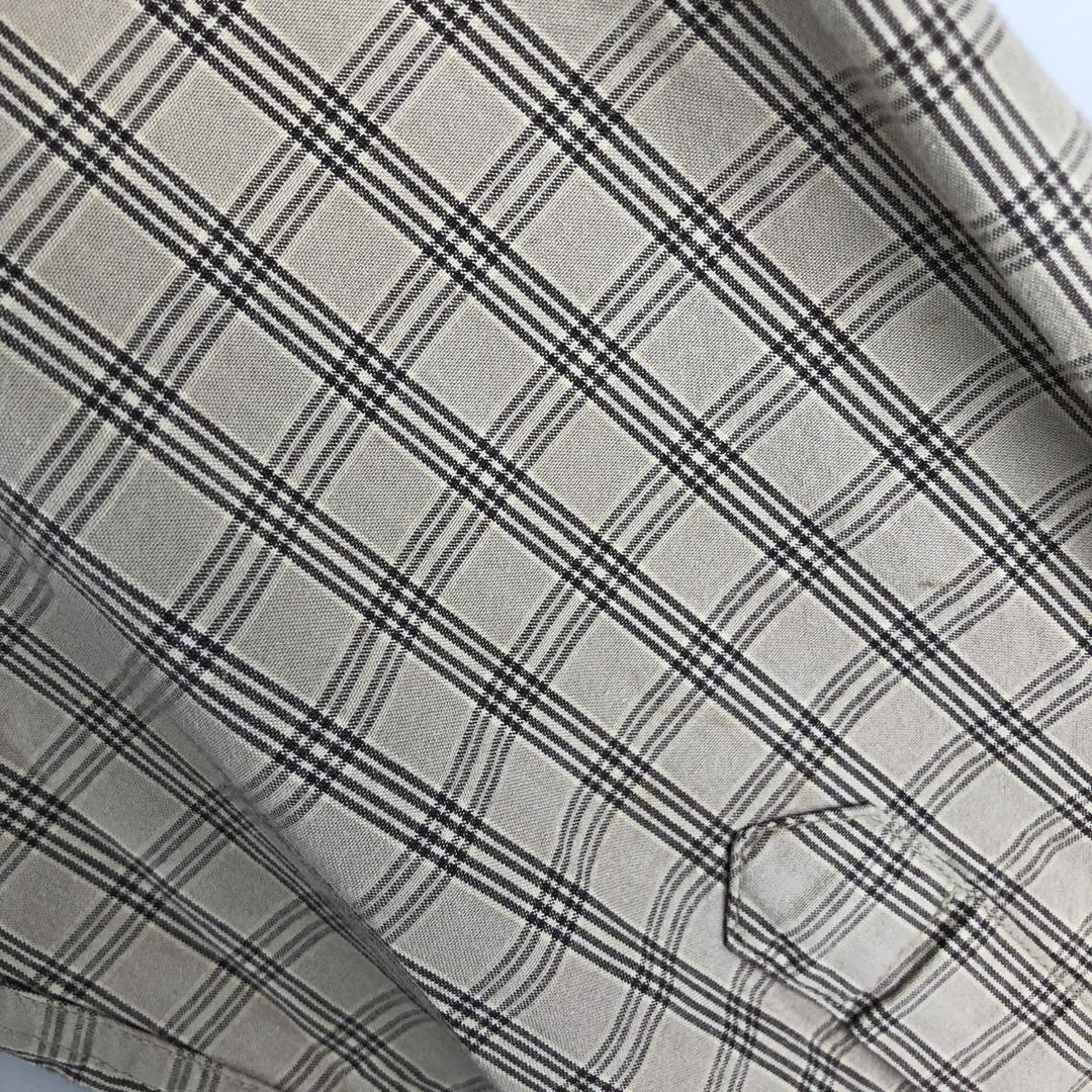 Vintage 90s-00'S Timberland long-sleeved button-down check shirt, men's size M cotton Beige type Vintage Second Hand